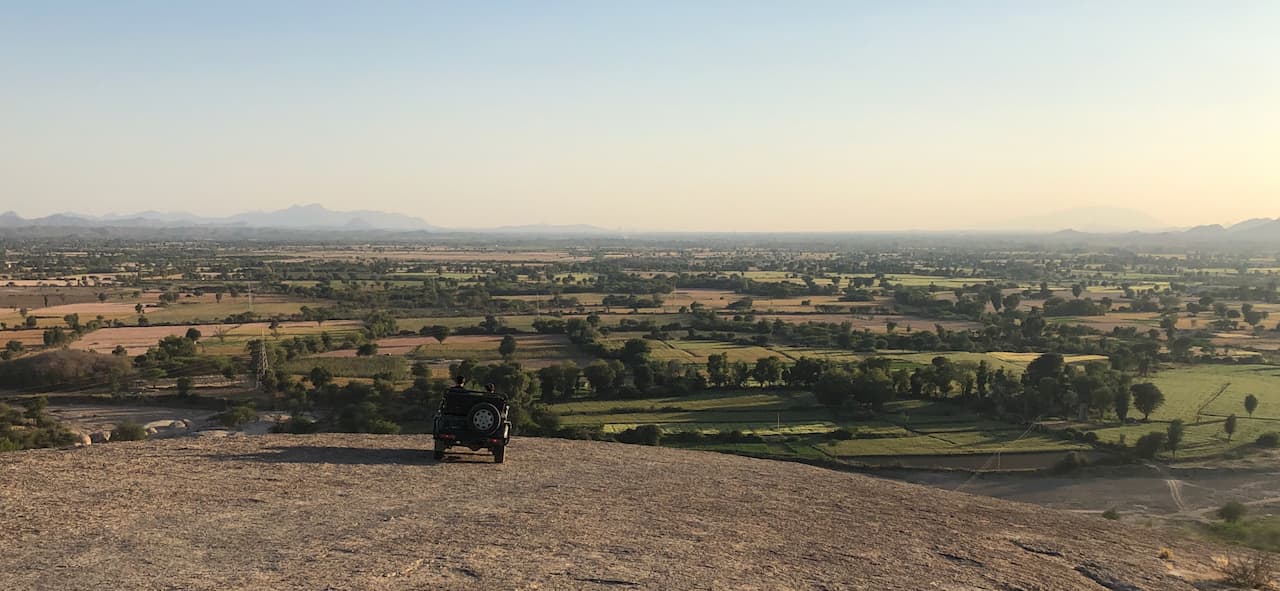 Jeep at Granite Boulders of Jawai